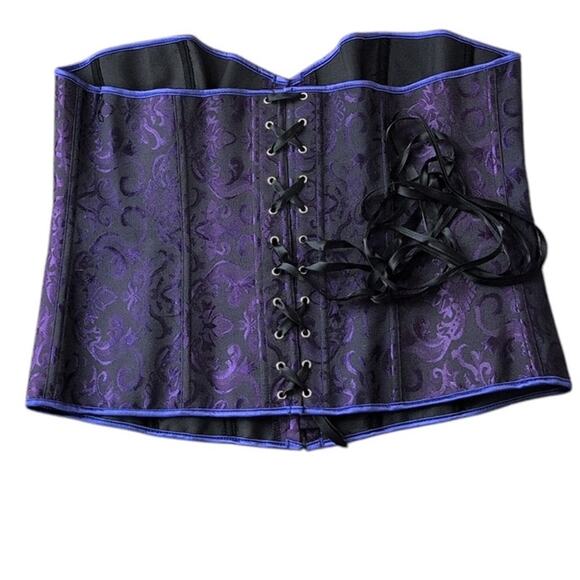 Purple & Black Corset with Ribbon Tie – Size 5XL - Picture 3 of 3